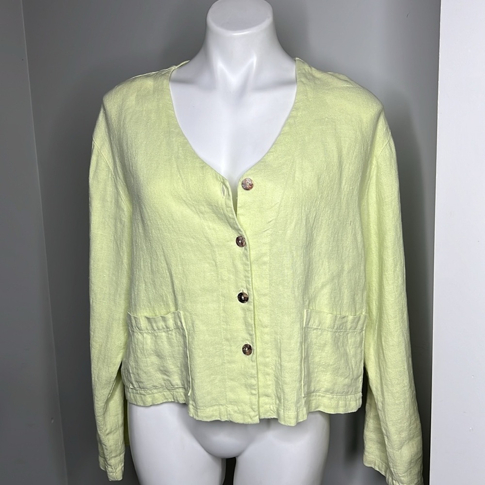 Click Linen Crop Jacket Size Medium - image 1
